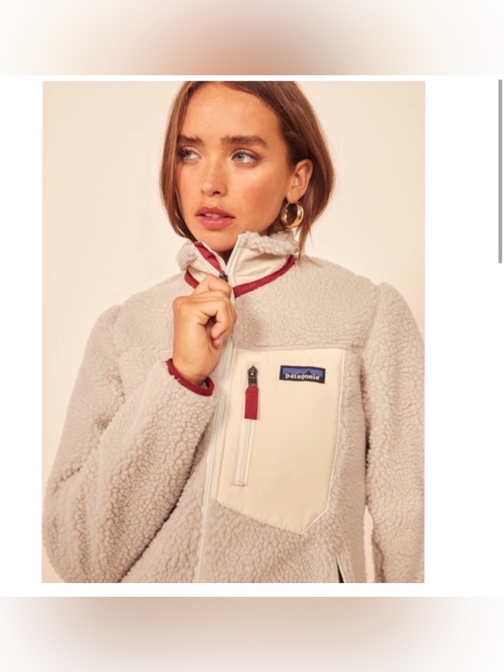 Patagonia Women's Classic Retro-X Fleece Jacket cream red size large